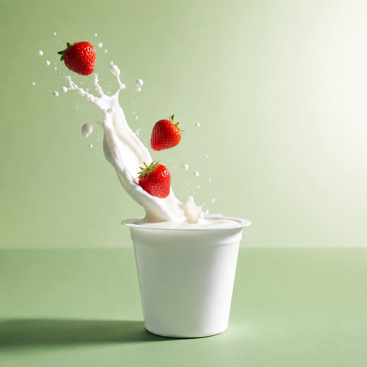 A Narrow Strawberry Yogurt Splash: Freezing Liquid Into a Readable Arc