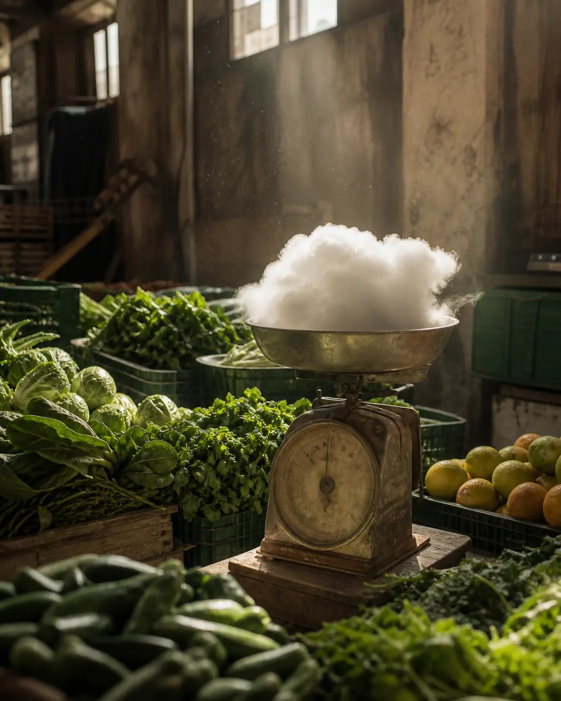 A Market Scale Weighing Out an Afternoon Cloud