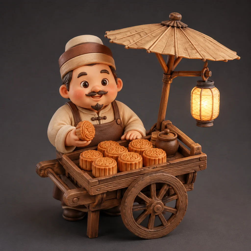 A Mooncake Vendor Sculpted Into a Clay Collectible Figure