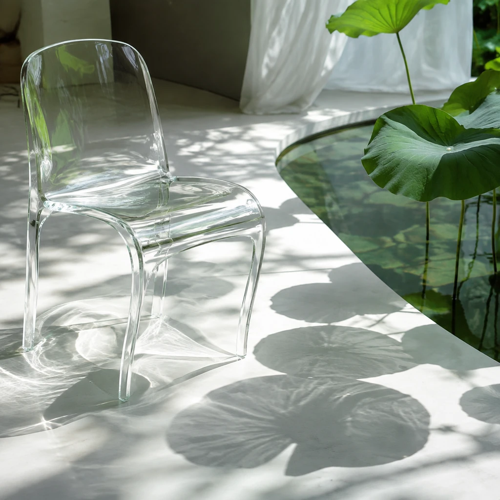 On the Summer Solstice, a Lotus Shadow Falls Onto a Clear Chair