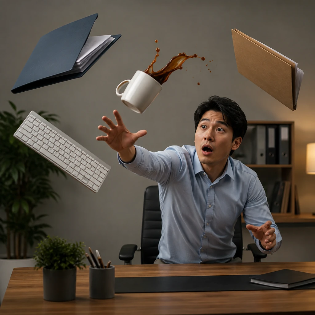 Half a Second Into Office Weightlessness, the Coffee Hasn't Finished Spilling