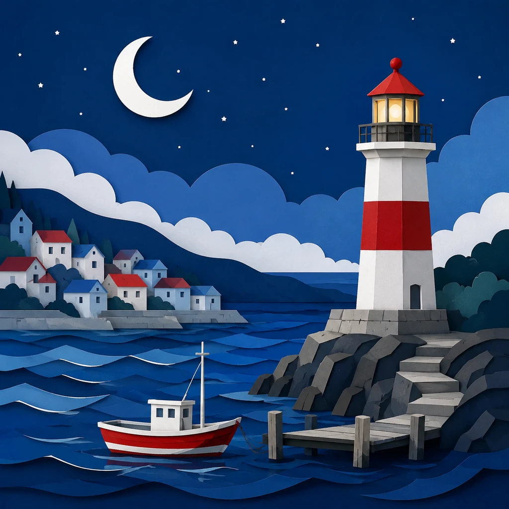 A Harbor Moon Cut Into a Text-Free Travel Ticket