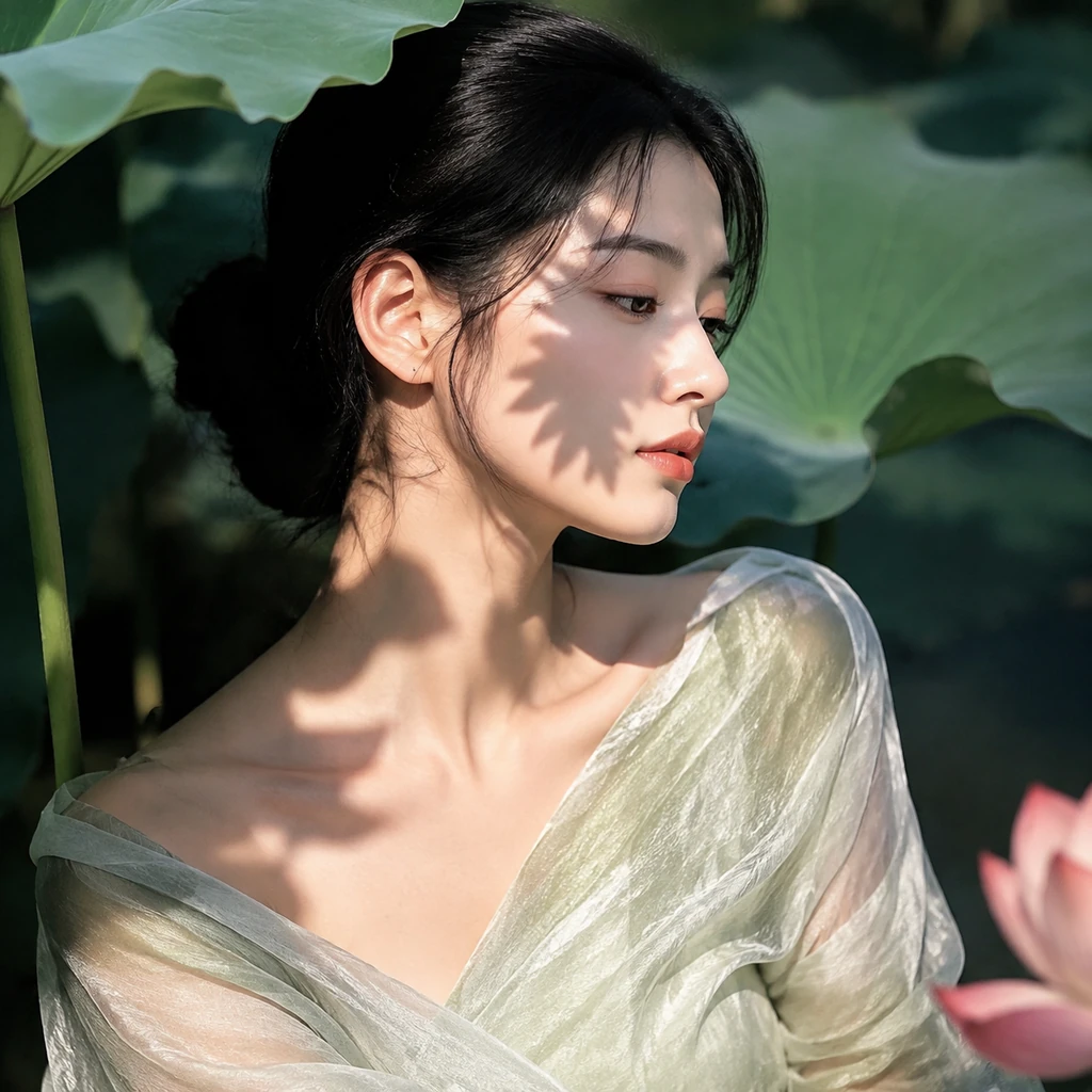 A Lotus Leaf's Shadow Lands on the Shoulder, and Summer Goes Quiet