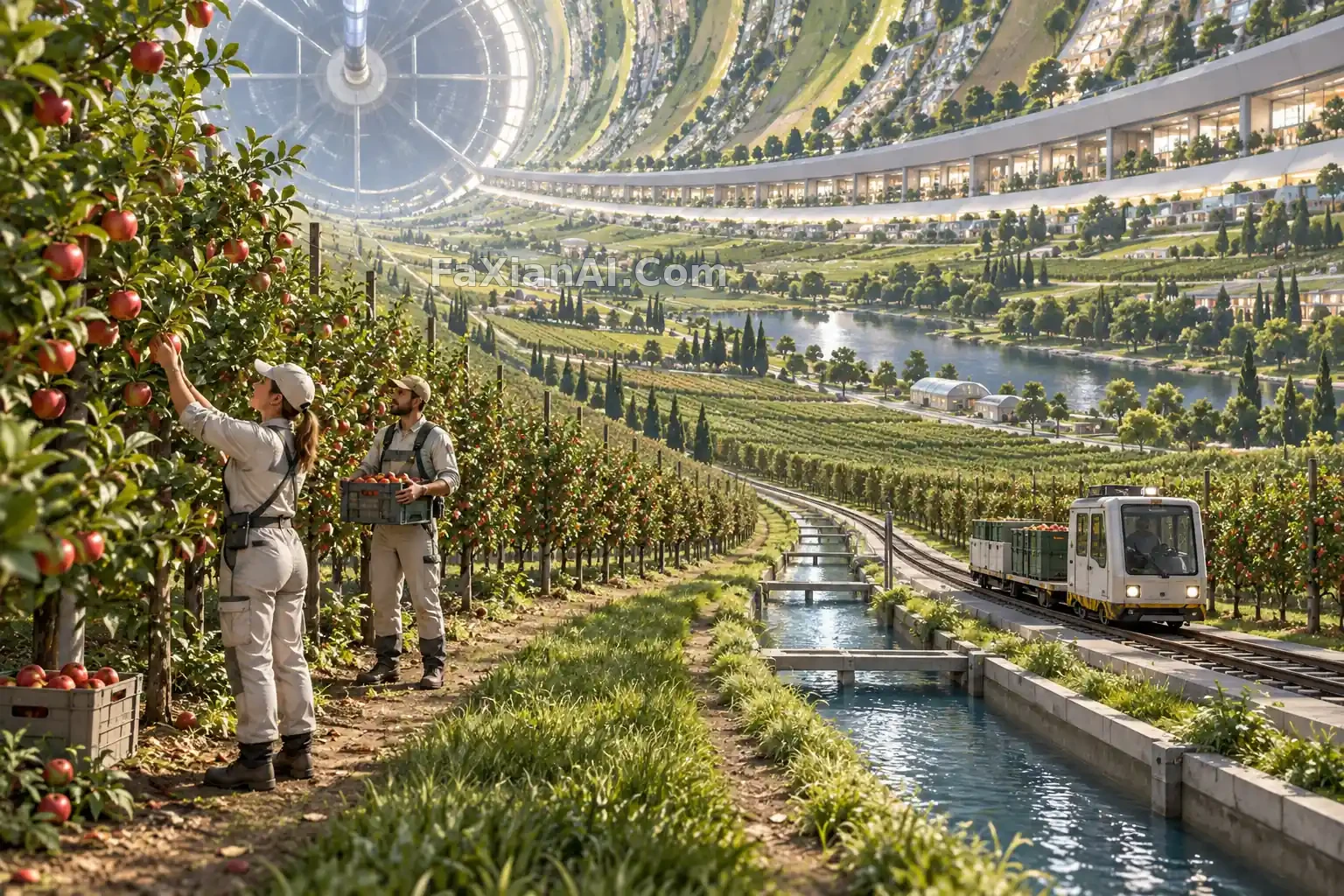 圆筒太空果园的采收日 · GPT Image 2.5 成图