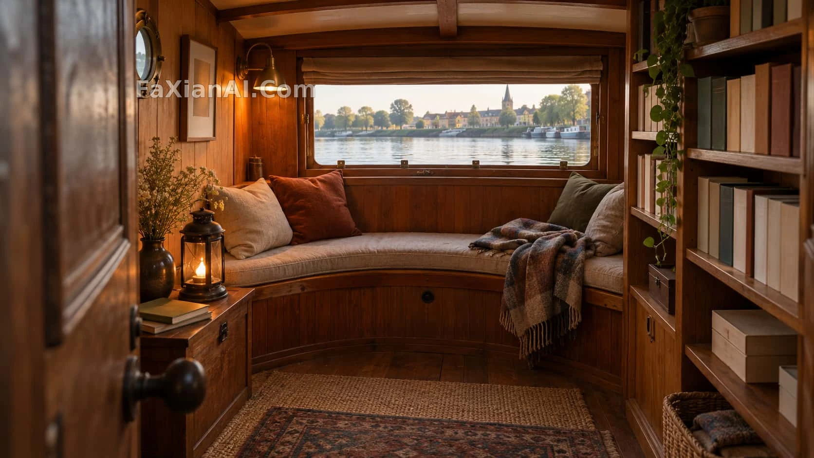 A Small Reading Cabin in a Barge's Stern