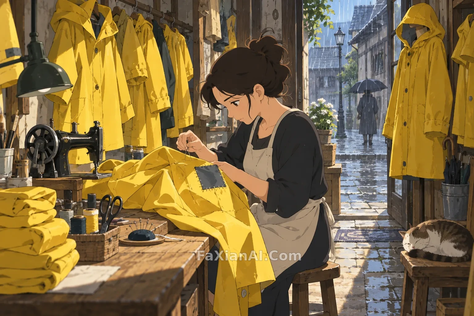 雨衣修补铺的手绘动画
