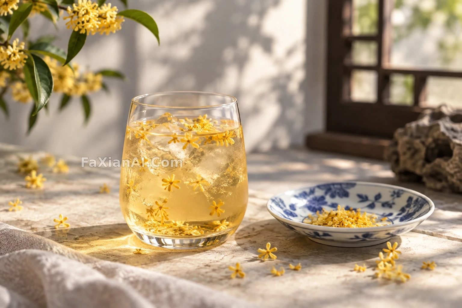 桂花冷萃茶的透明层次 · GPT Image 2.5 成图