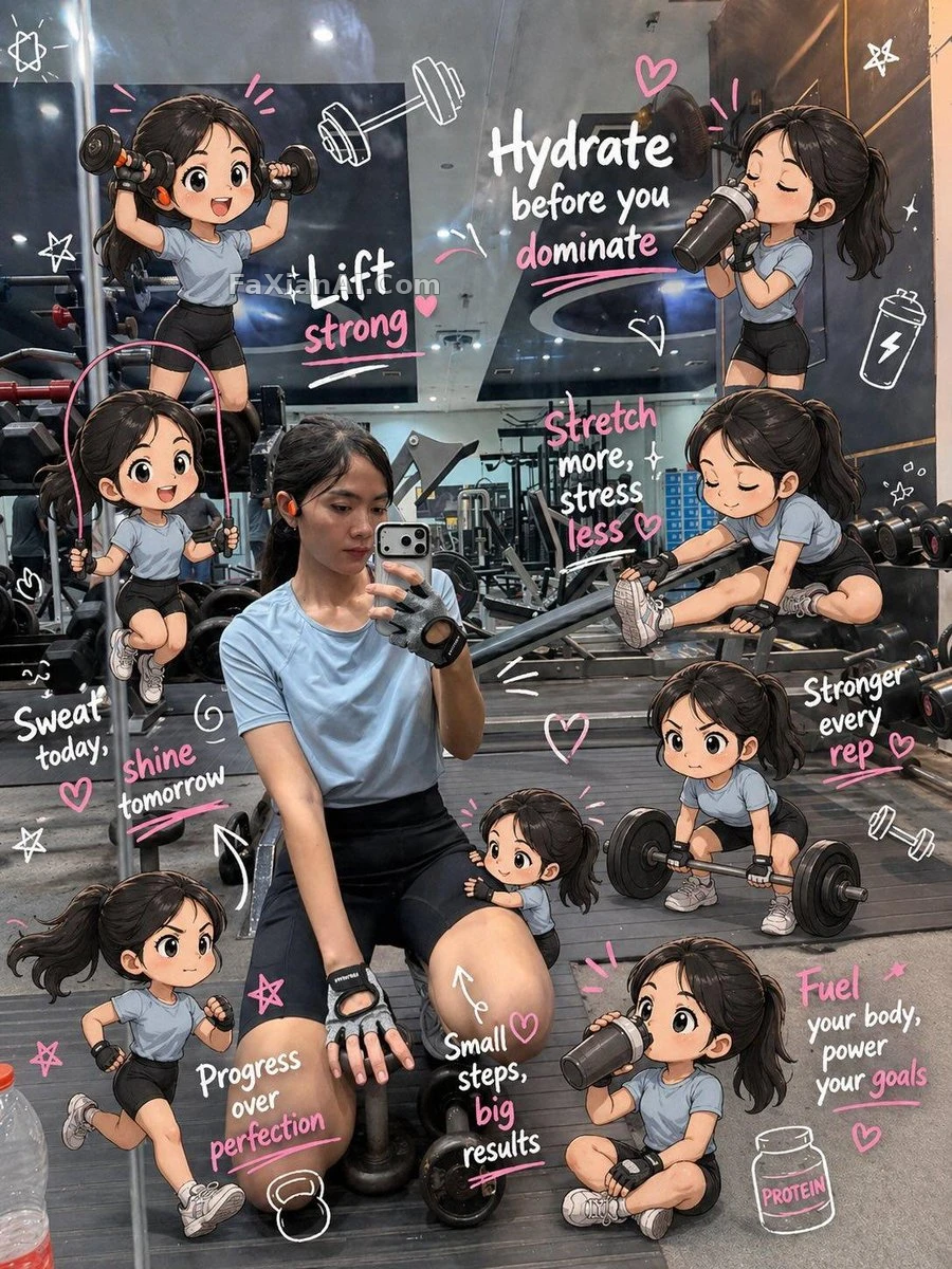 헬스장 사진에 미니미 낙서, 다이어리처럼 가득 채워요
