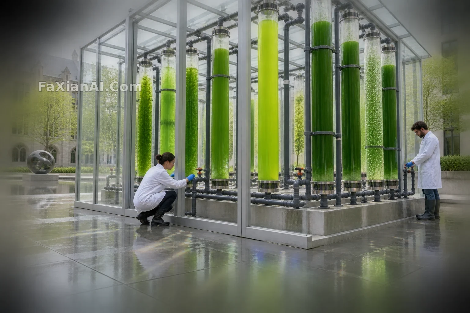 校园里的藻类生物反应亭