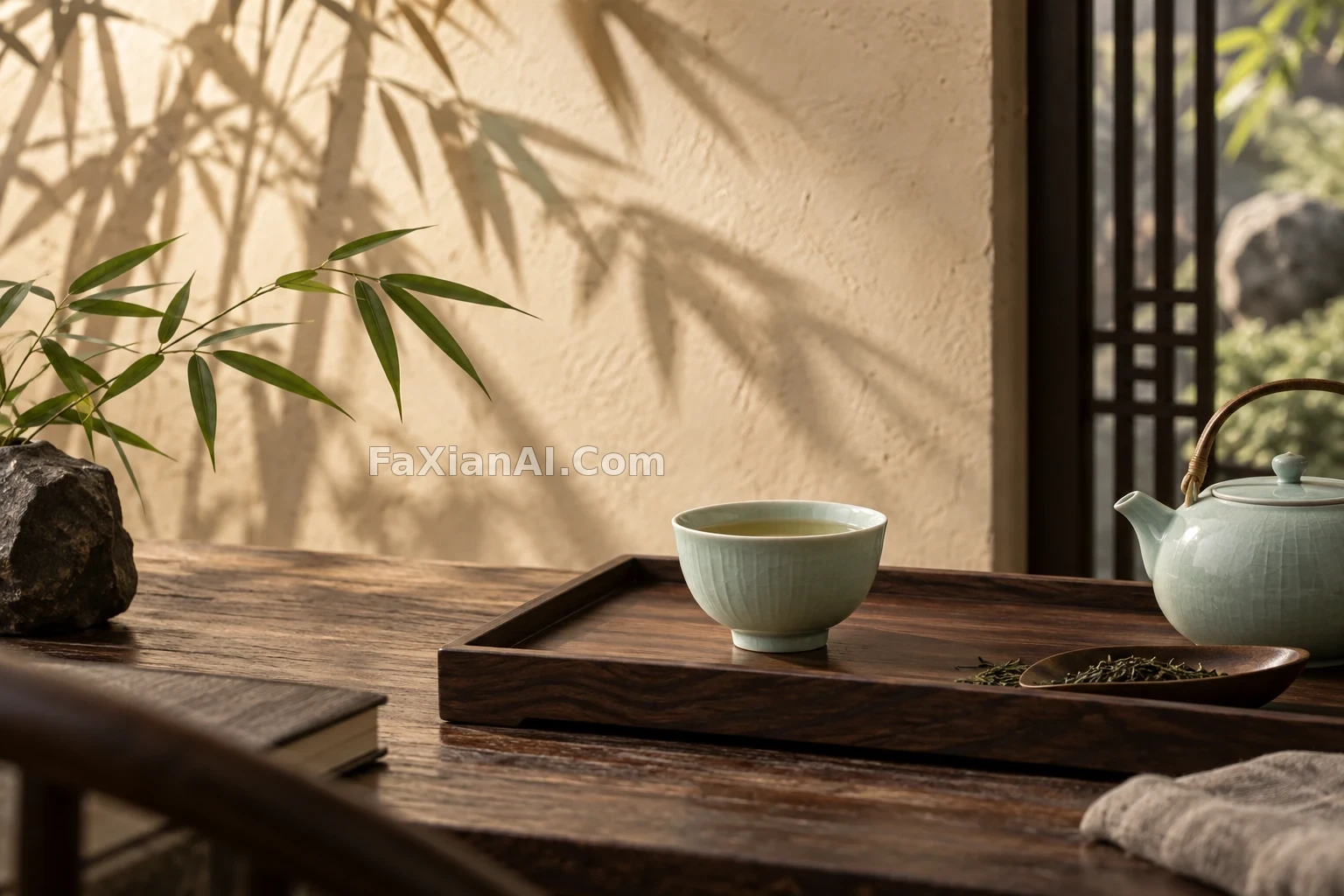 竹影里的新中式茶席