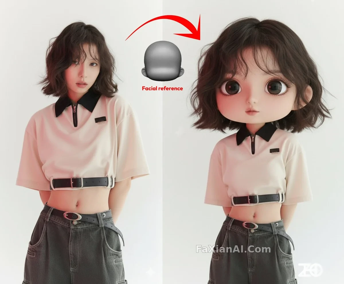 얼굴형 참고 이미지가 정한 데포르메 비율
