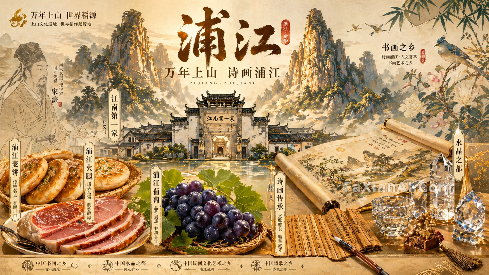 산안개 속에 차려진 푸장 문화 한 상