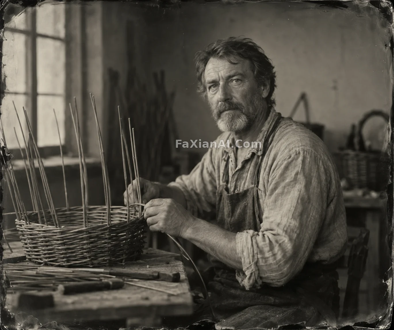 A Basketmaker in Silver Wet-Plate Tones