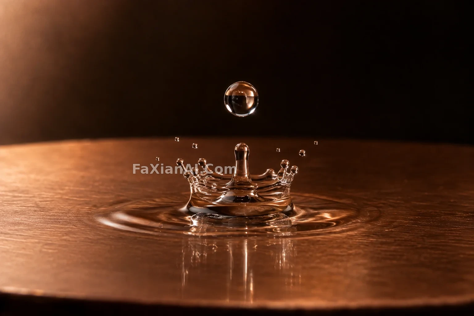 A Water Drop Suspended Above Copper