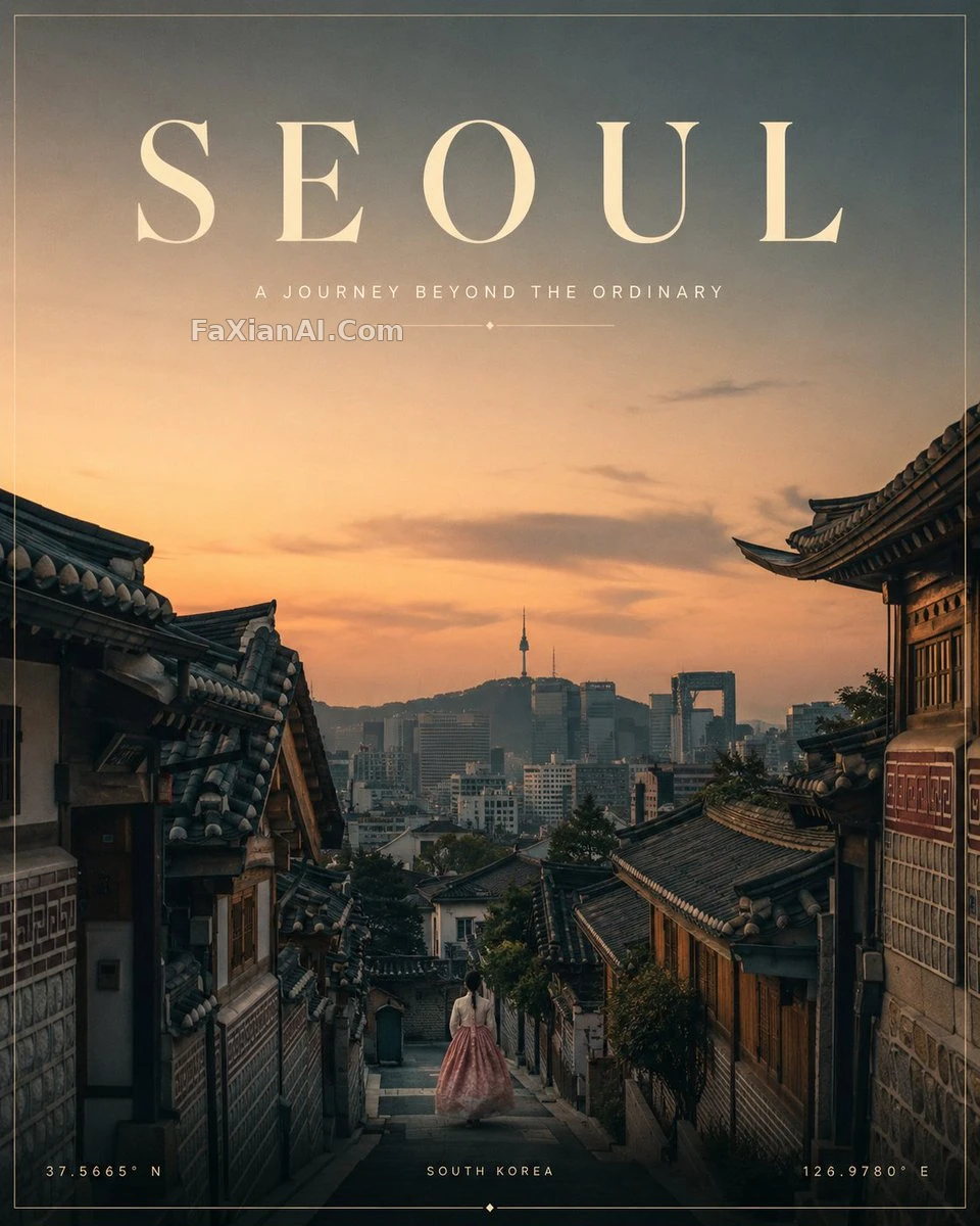 极简旅行海报,色板克制到只剩四色