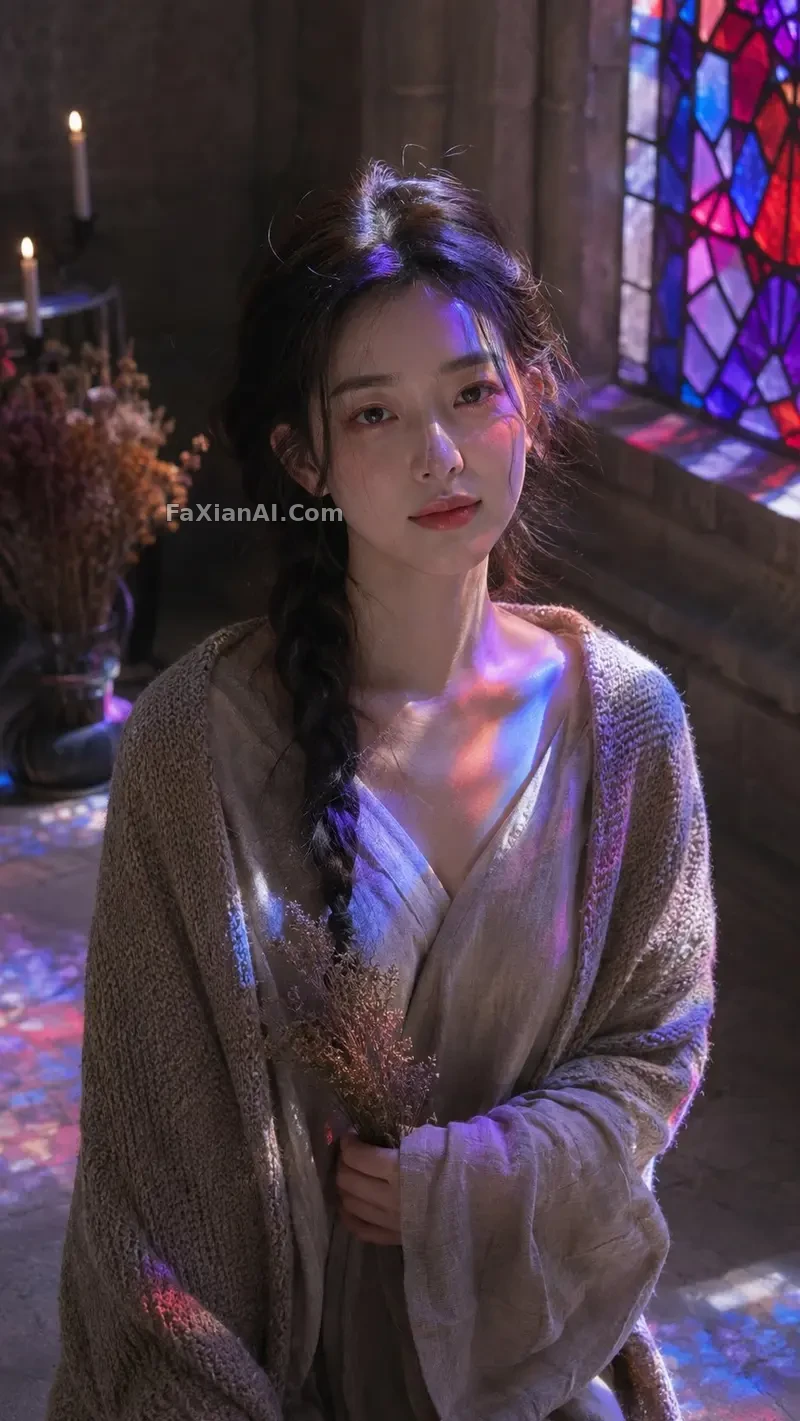 석조 회랑 스테인드글라스, 광대뼈에 내린 빛