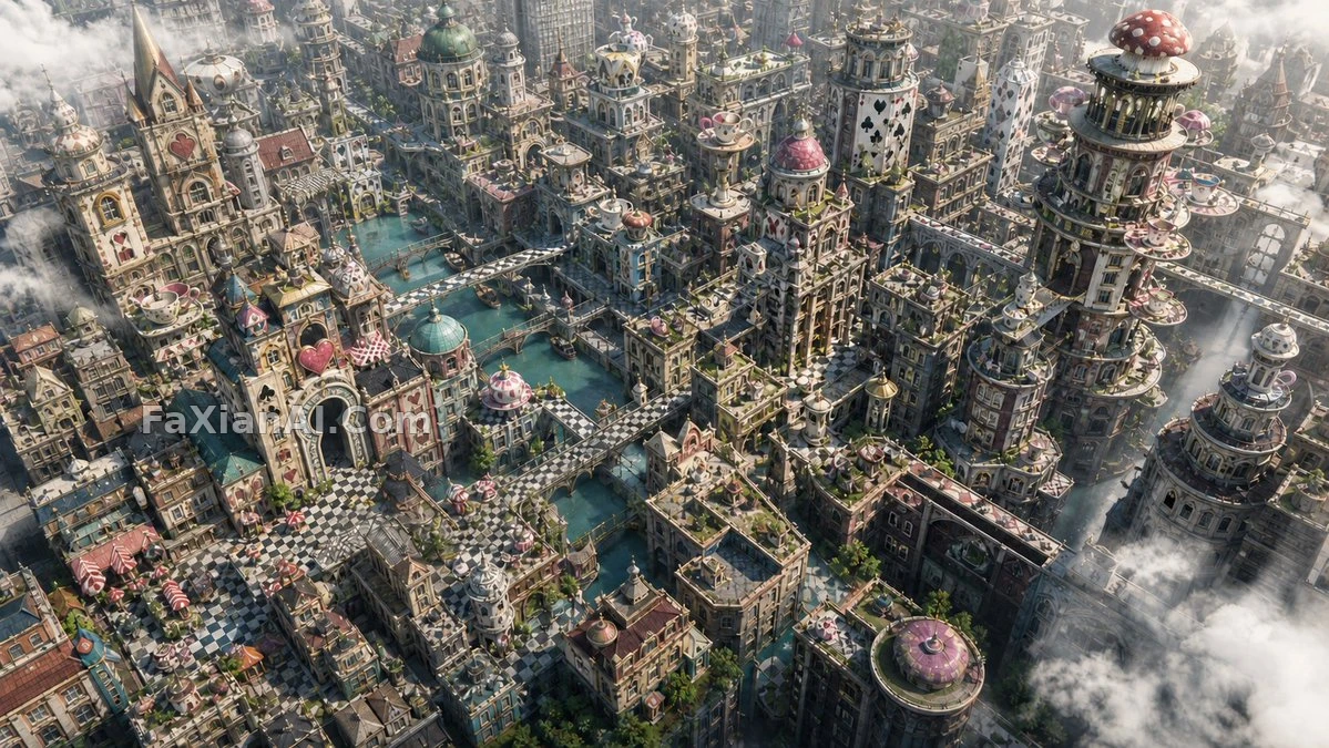 Wonderland Aerial City of Card-Suit Towers