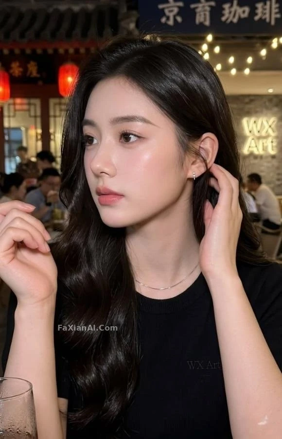 夜晚红灯笼咖啡馆里的侧脸抓拍 · GPT Image 2 成图
