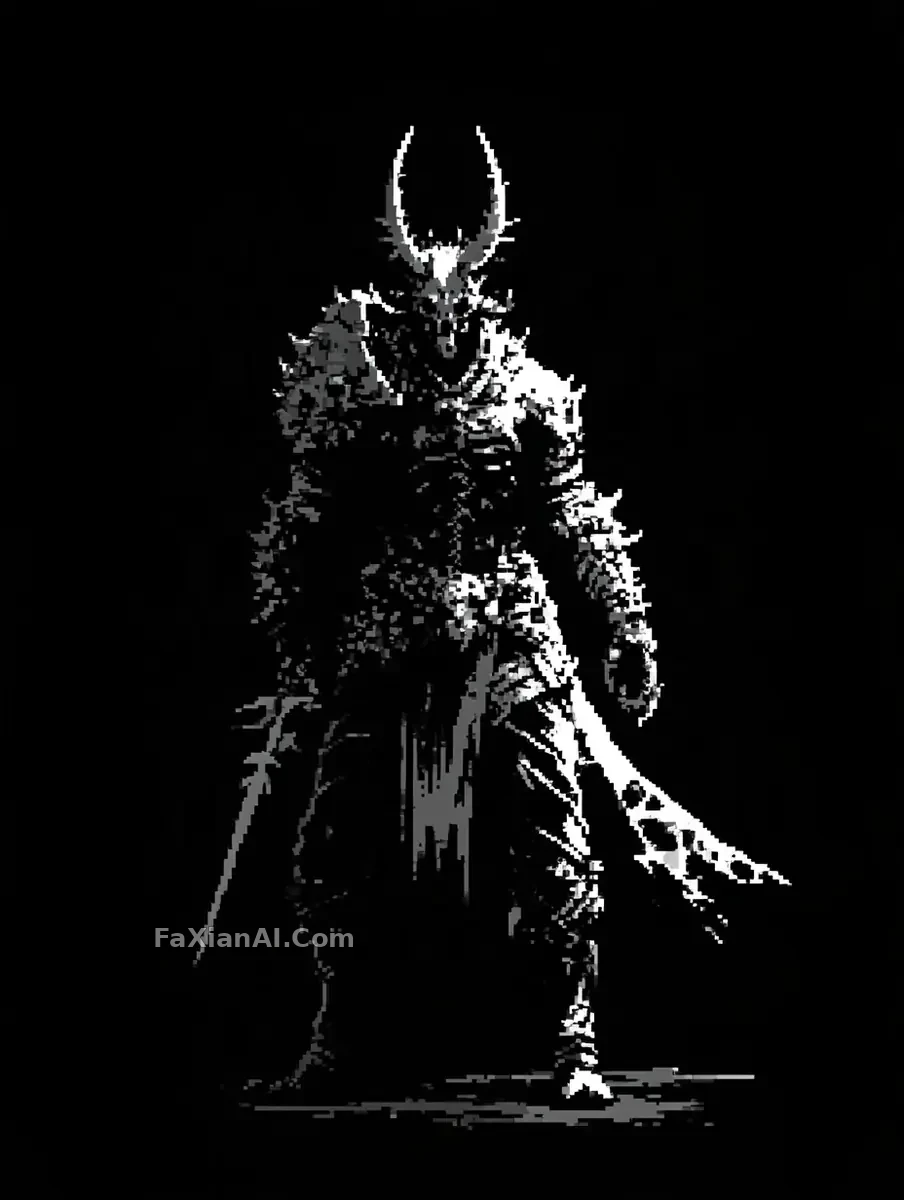 黑底像素里的恶魔舰队长 · Midjourney 成图
