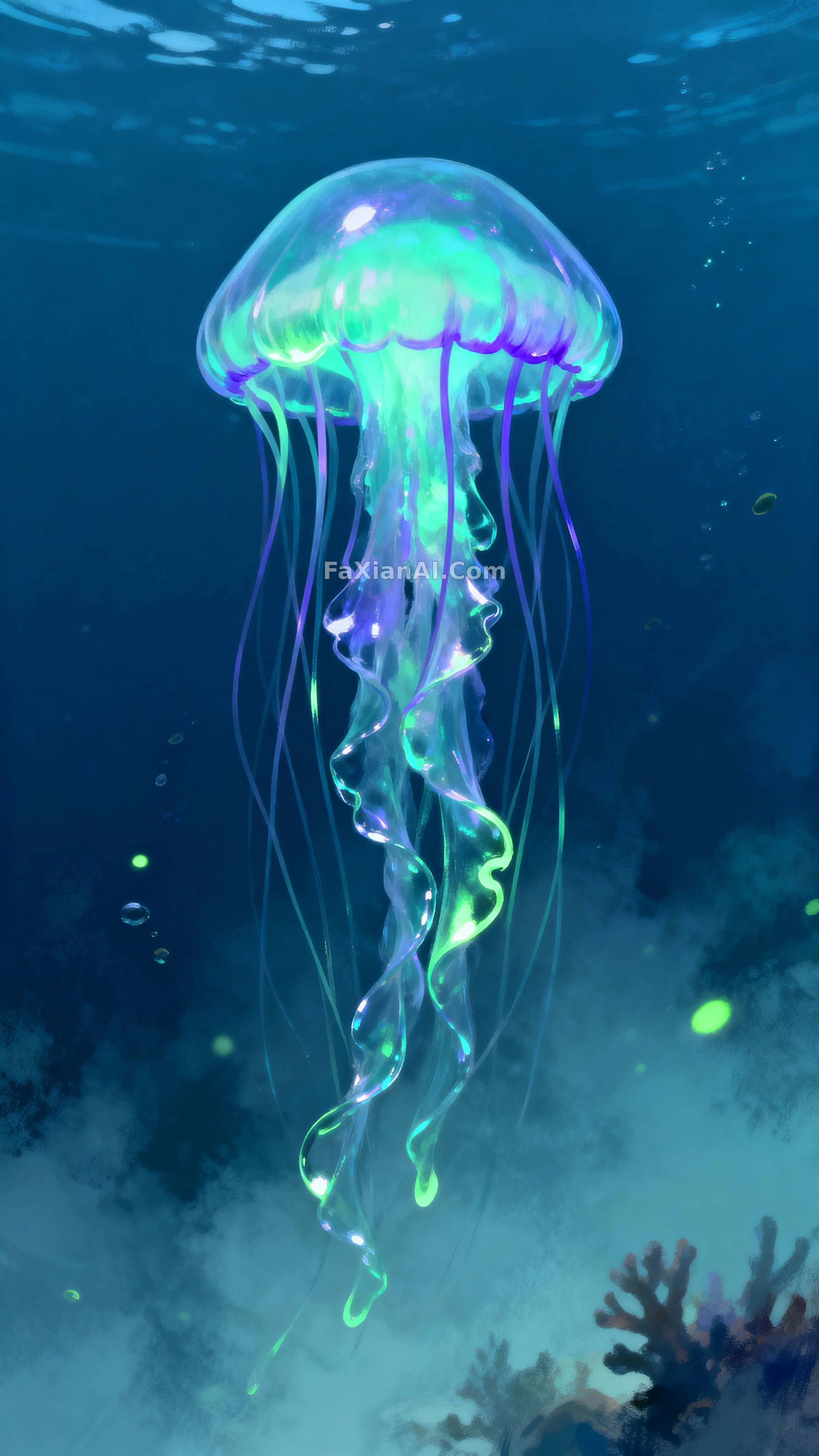 深海里独自发光的那只水母