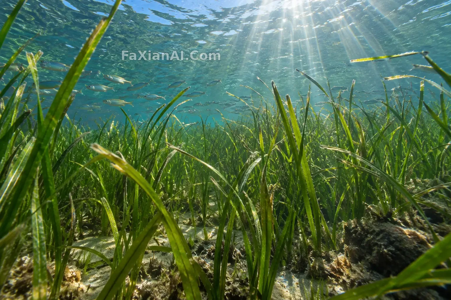 水下大叶藻草甸的晨光 · GPT Image 2.5 成图