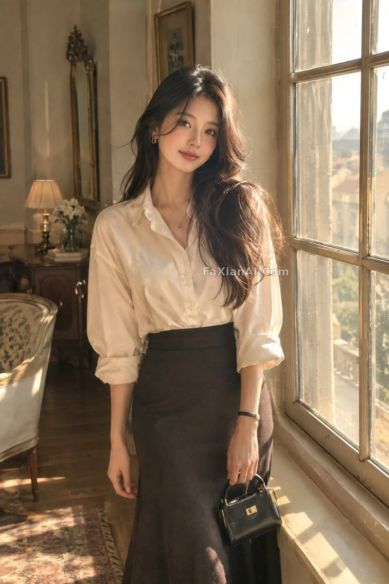 Cream Shirt in the Golden Hour Window