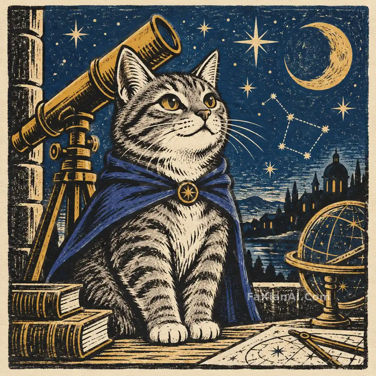 木刻星图里的猫天文学家