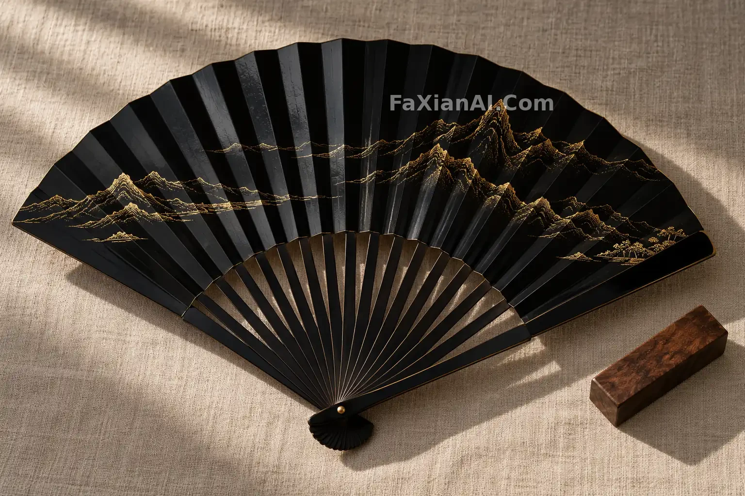描金漆扇的侧光细节 · GPT Image 2.5 成图