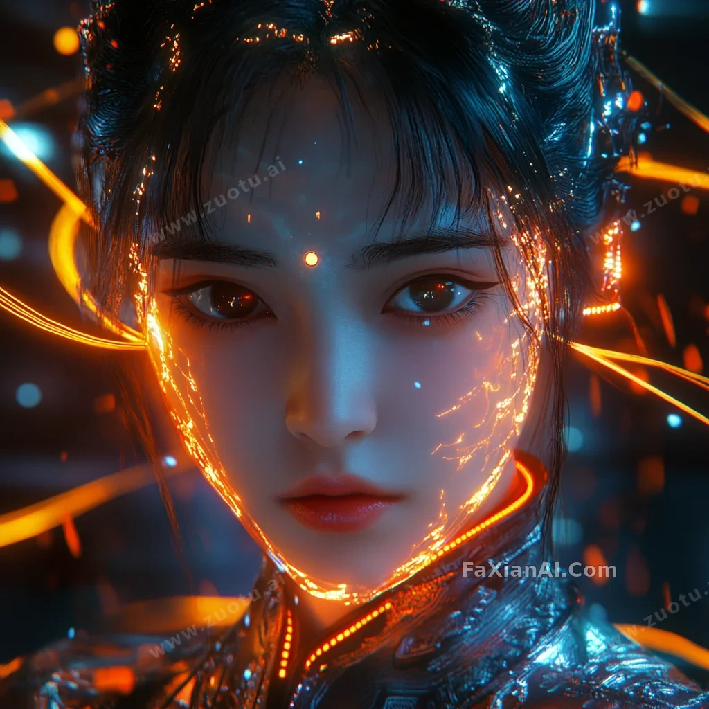 한푸 메카 소녀, 홀로그램 리본이 사이버 감성을 감아요