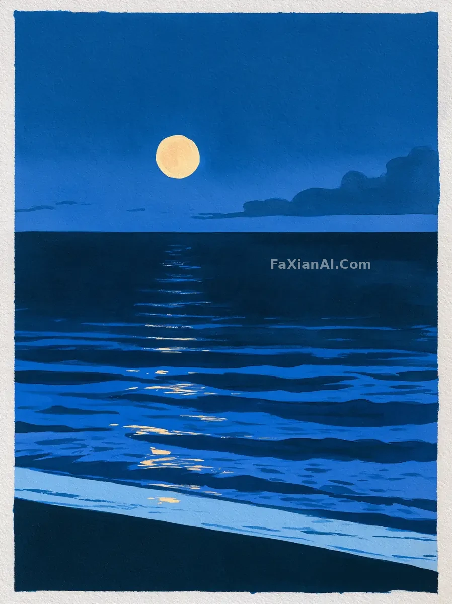 A Navy and Cobalt Sea, Lit by a Few Lemon-Yellow Dots