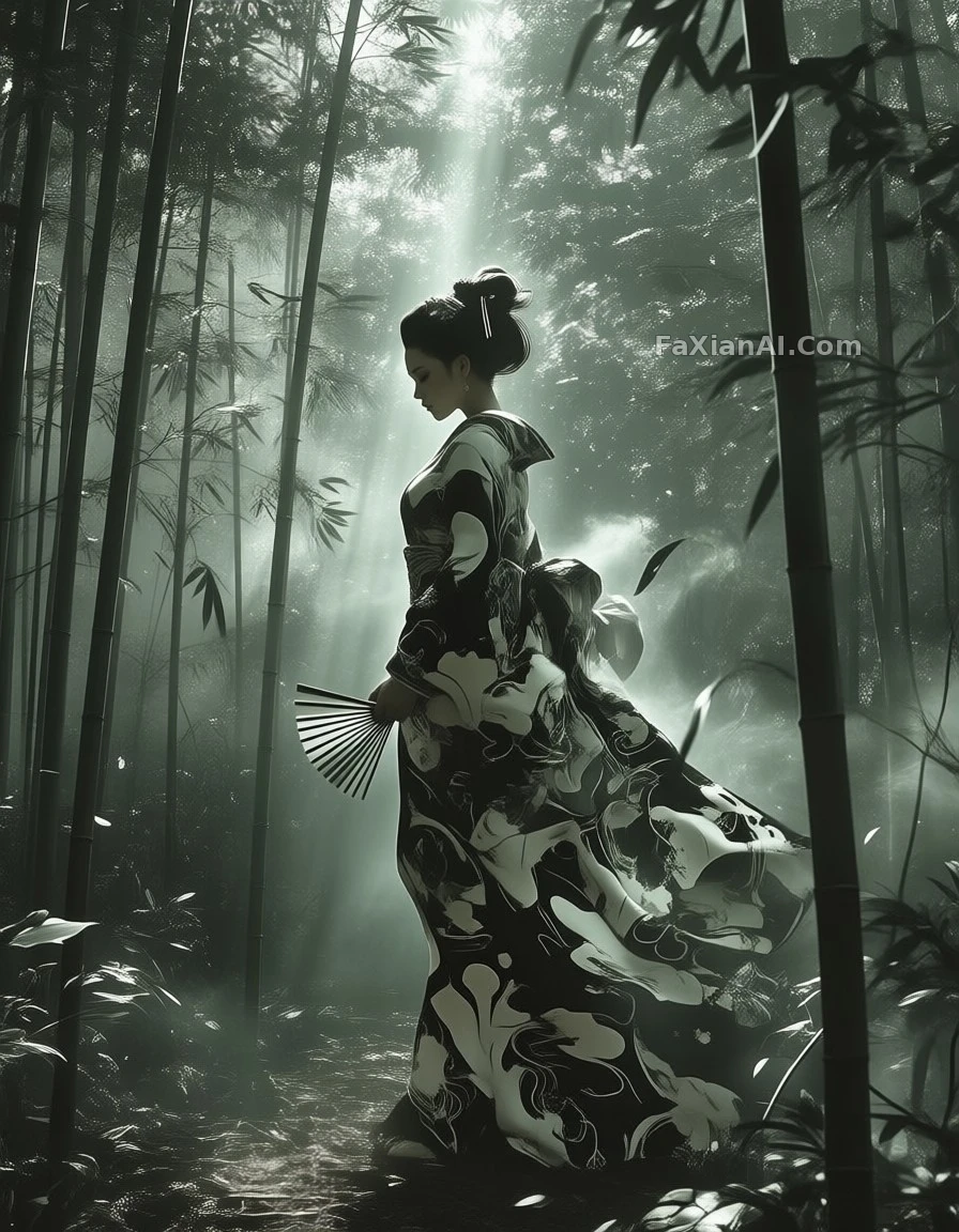 竹林晨雾里，那身和服看不清针脚