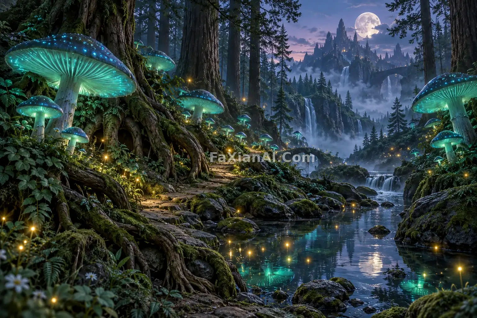 暮色里发光蘑菇的魔法森林 · GPT Image 2.5 成图