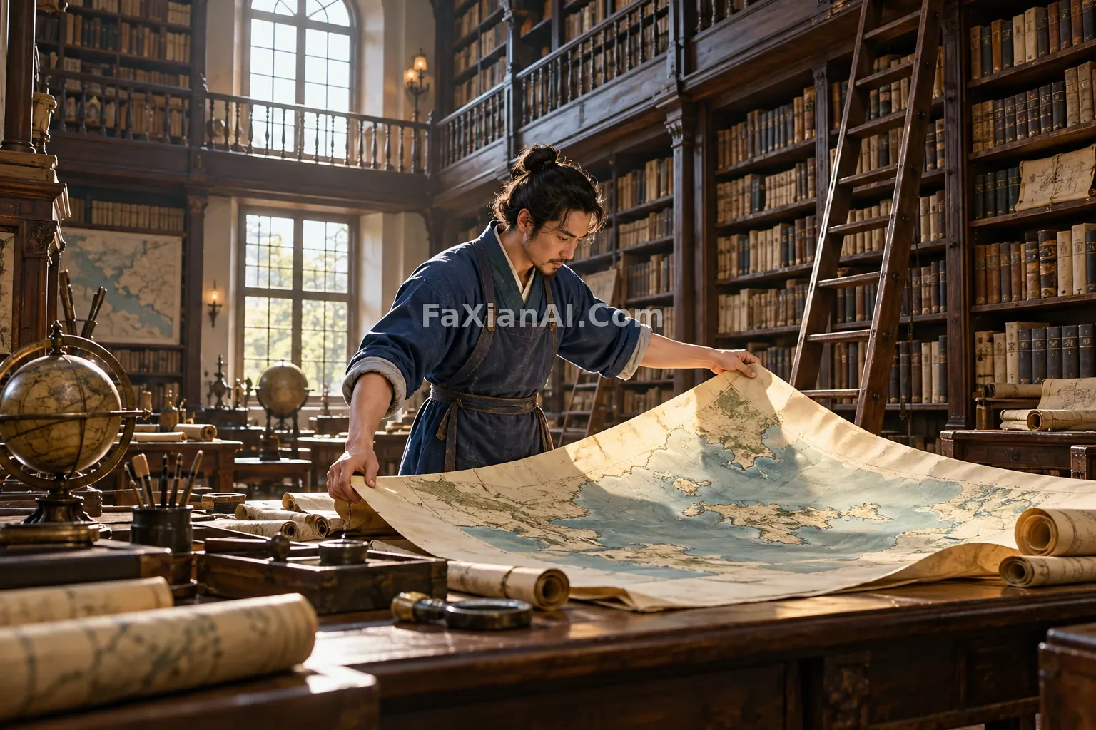 书阁里的地图修复员 · GPT Image 2.5 成图