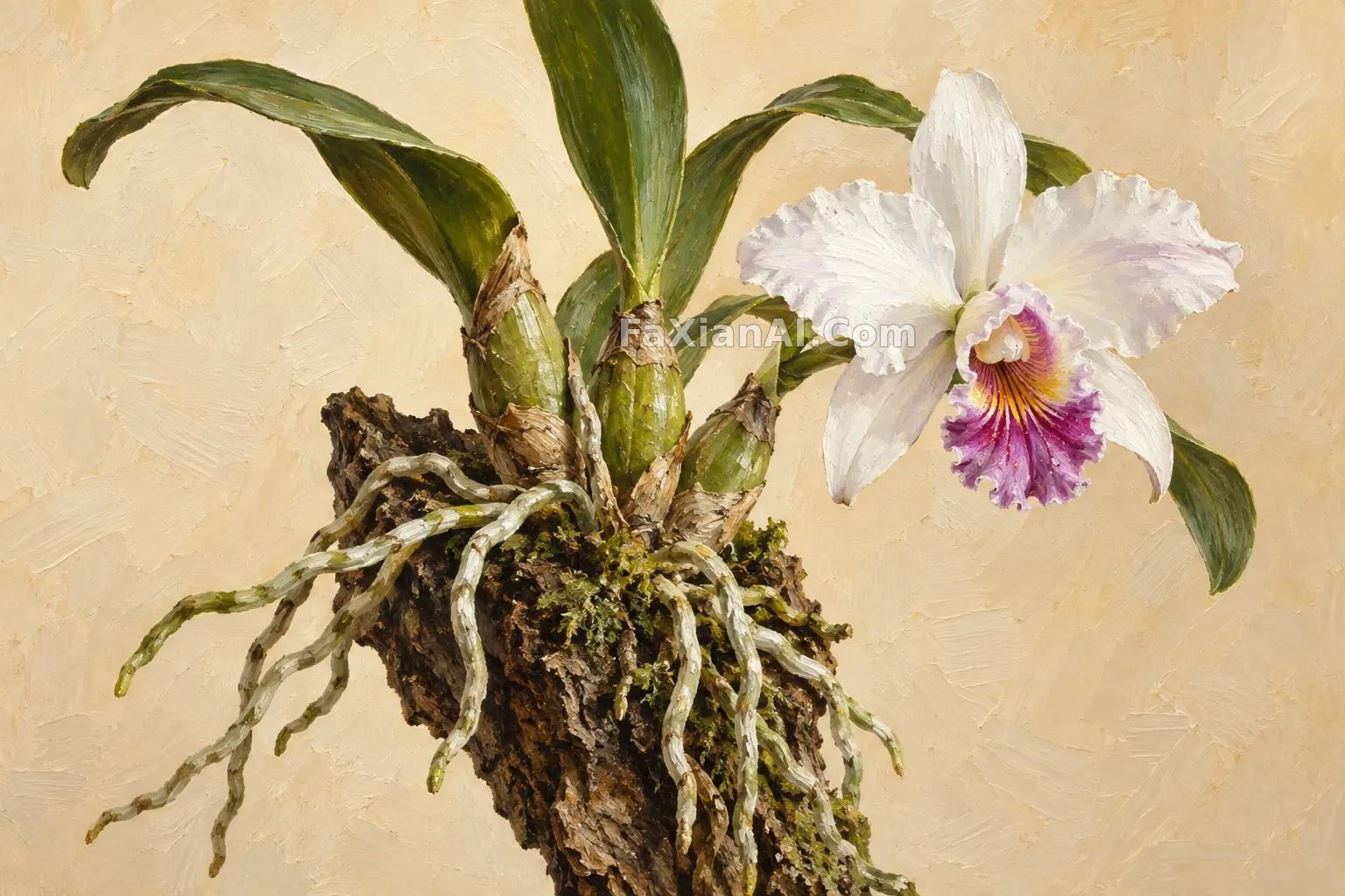 兰花根系的墨线观察图 · GPT Image 2.5 成图
