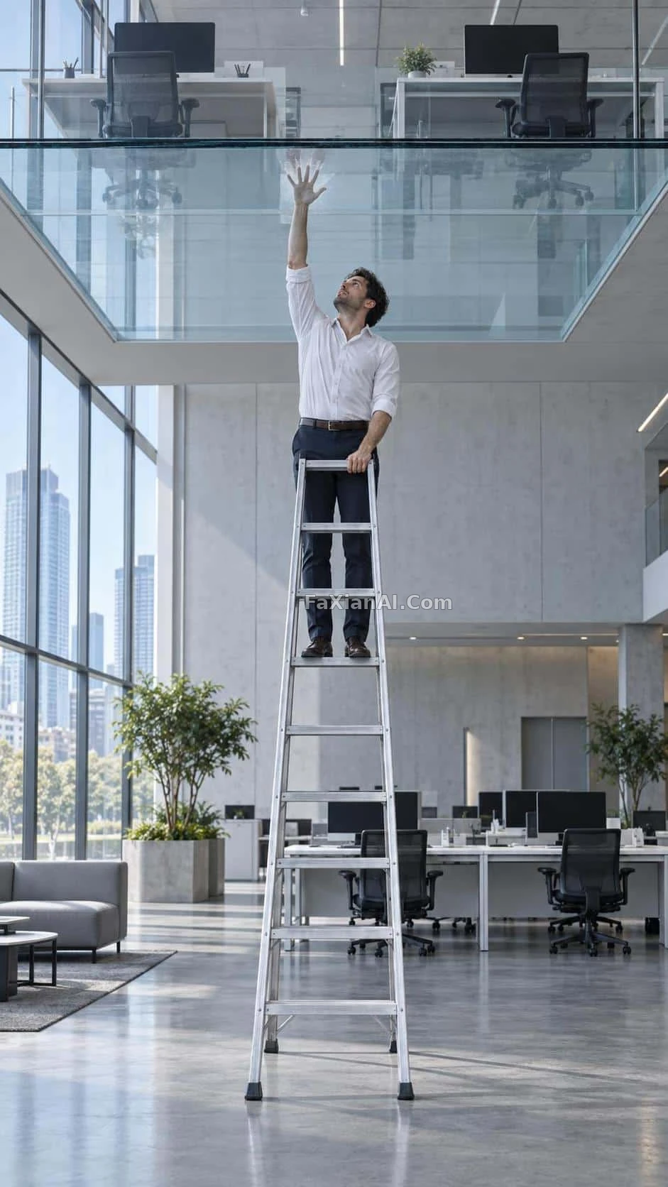 手掌贴住的那层玻璃天花 · GPT Image 2.5 成图