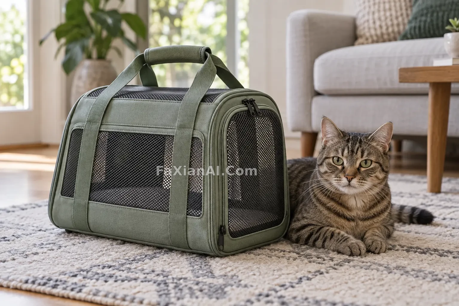 鼠尾草绿猫咪旅行包