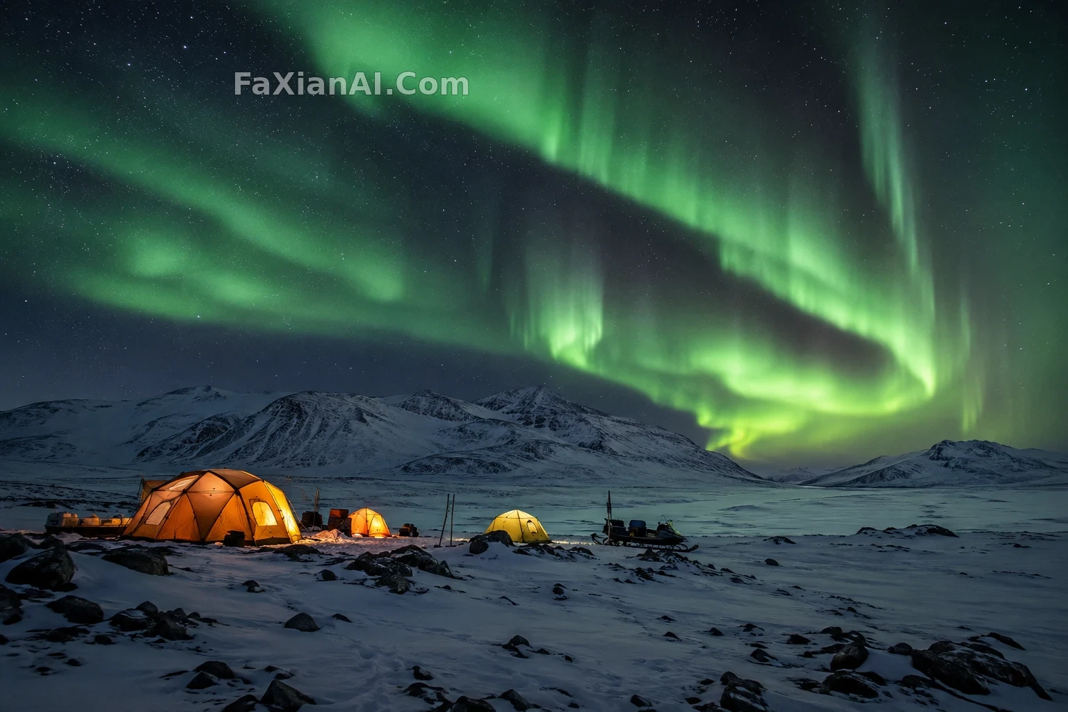 苔原研究营地的极光夜 · GPT Image 2.5 成图