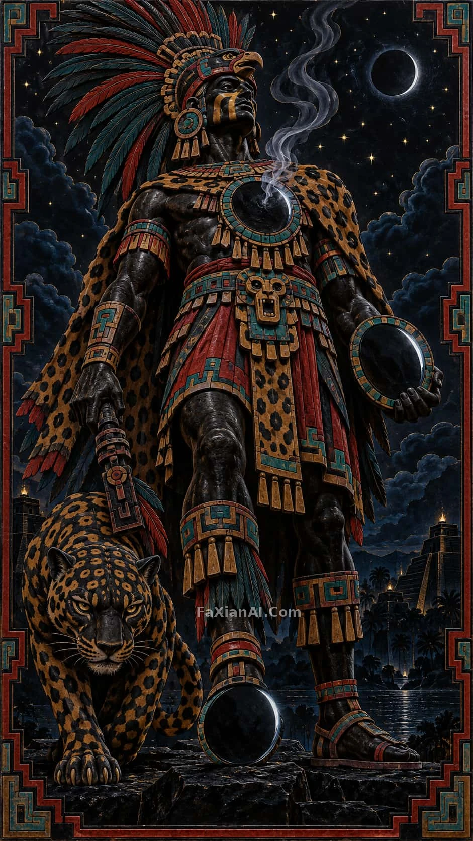 煙る鏡の神と黒曜石、彫漆に刻まれた夜