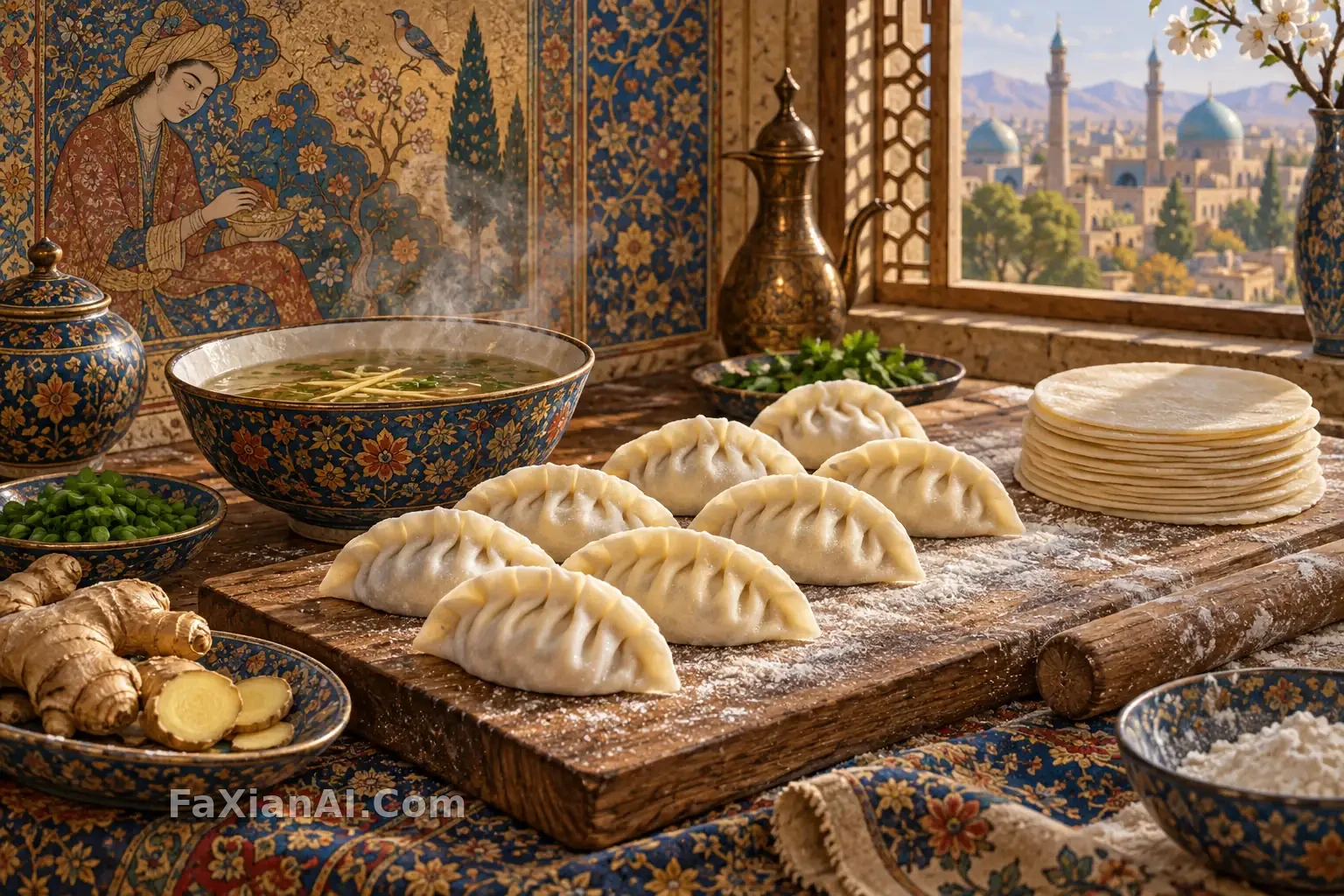 蒸汽升起的饺子案板 · GPT Image 2.5 成图