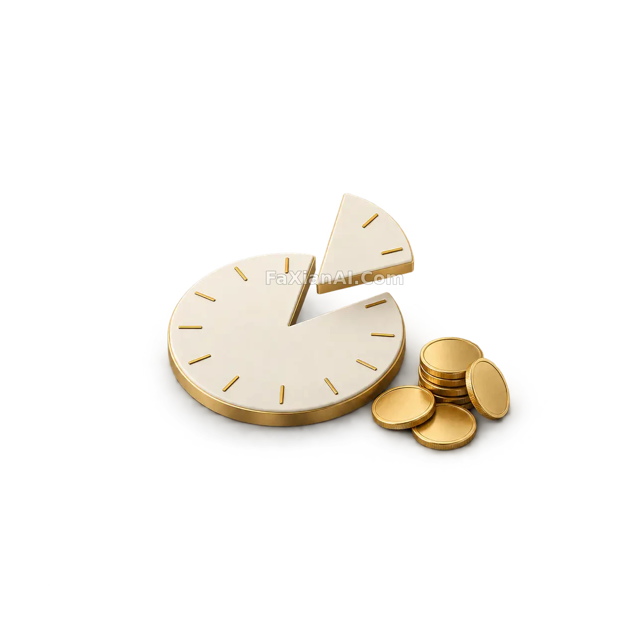 悬浮的钟表缺角和金币堆