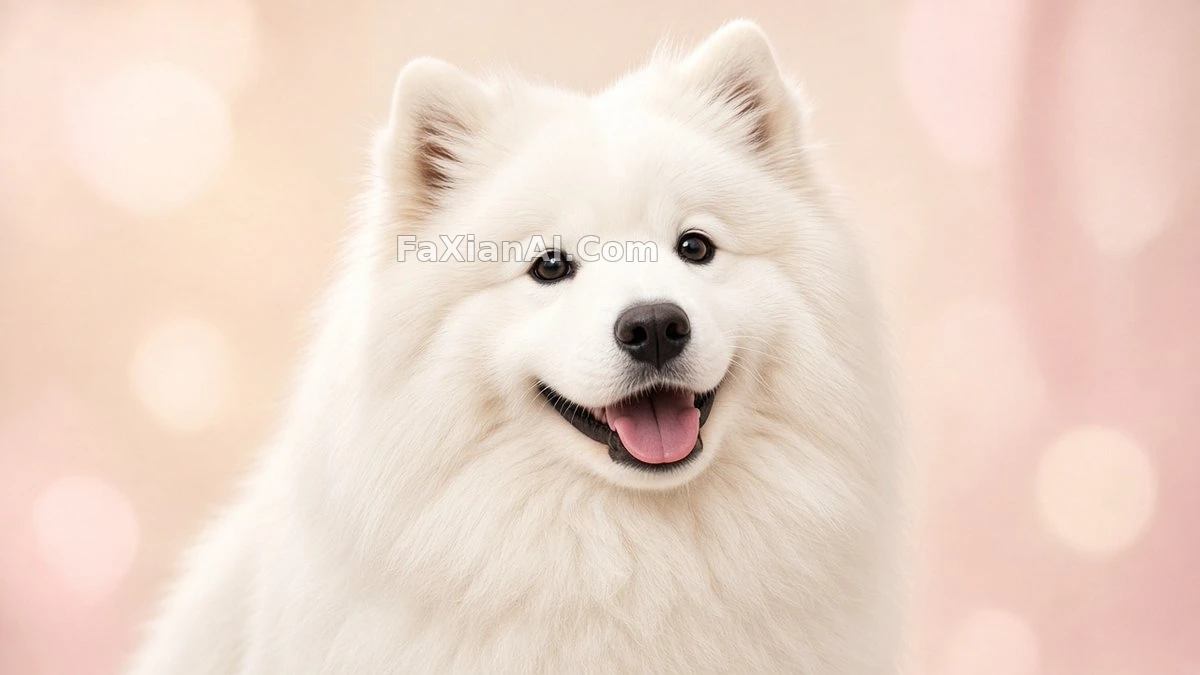 Cloud-Like Samoyed Smiling Eyes Shut