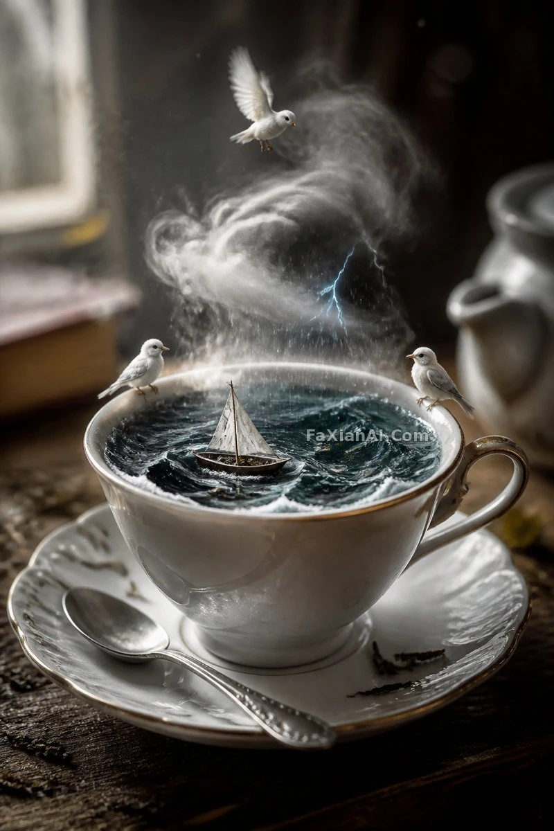 本来想拍杯茶，杯子里开始下雨了