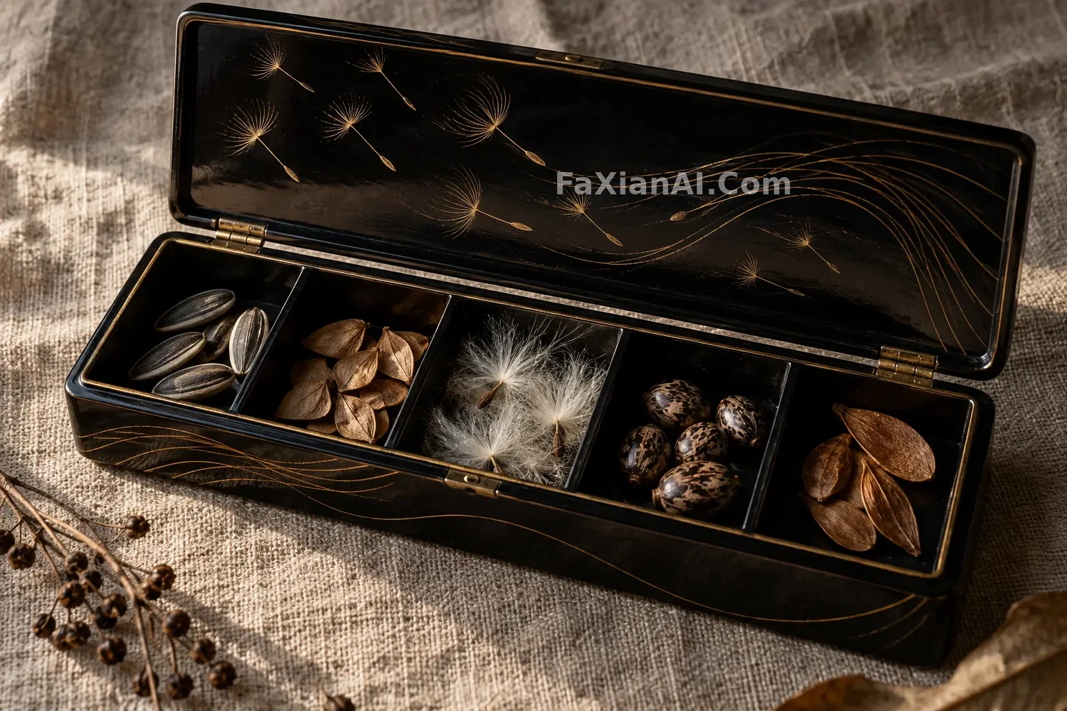 描金漆器种子盒 · GPT Image 2.5 成图