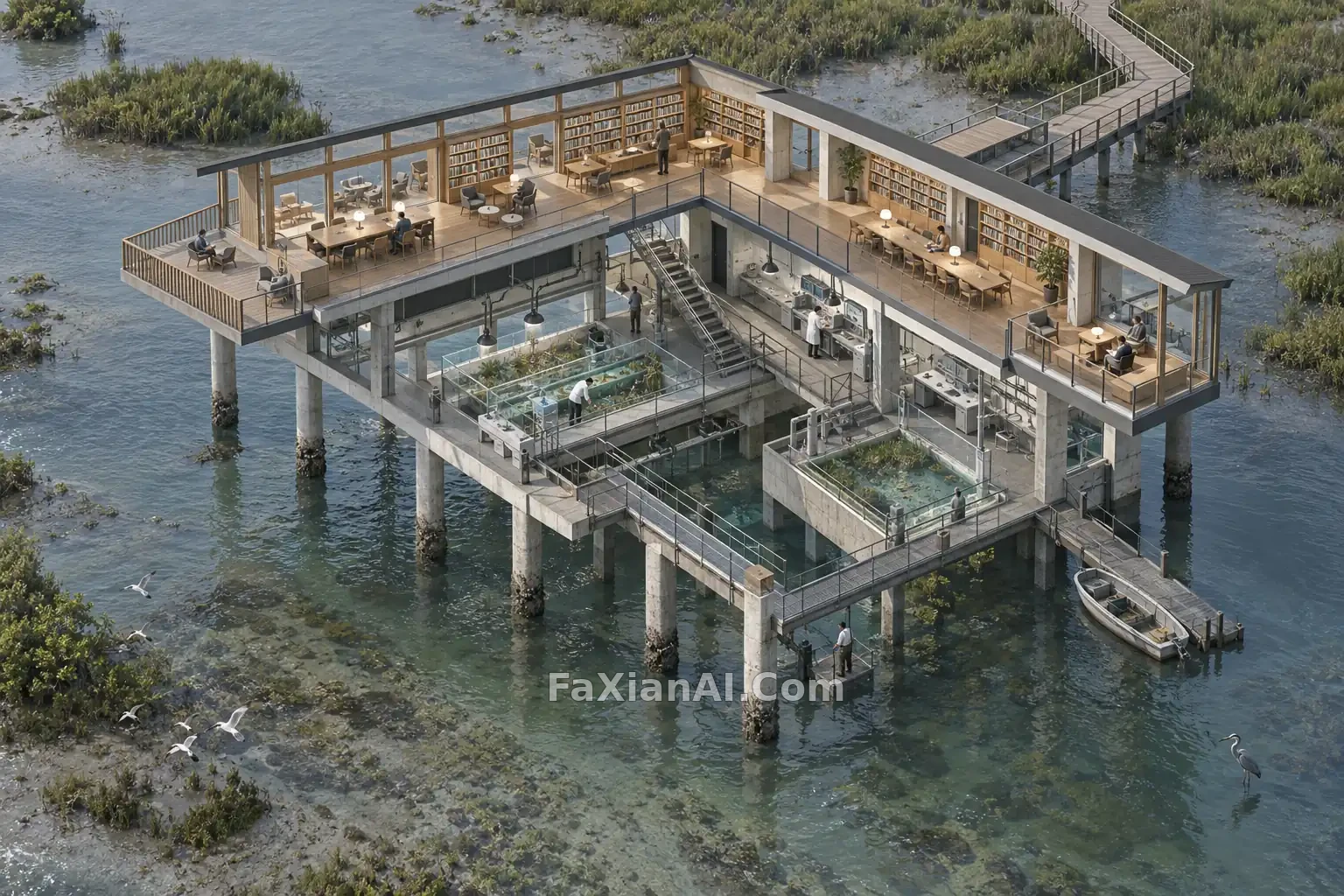 潮汐图书馆等距剖面 · GPT Image 2.5 成图