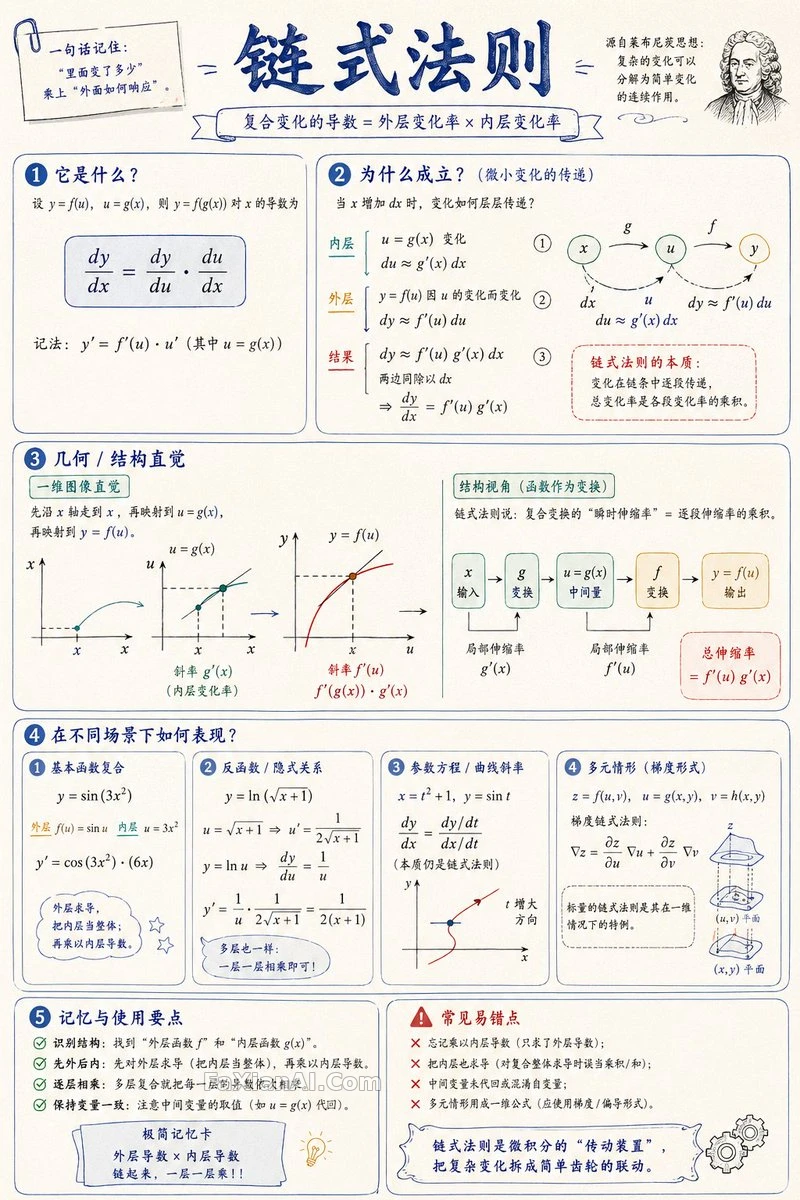 Hand-Drawn Math Handout, One Page, One Concept