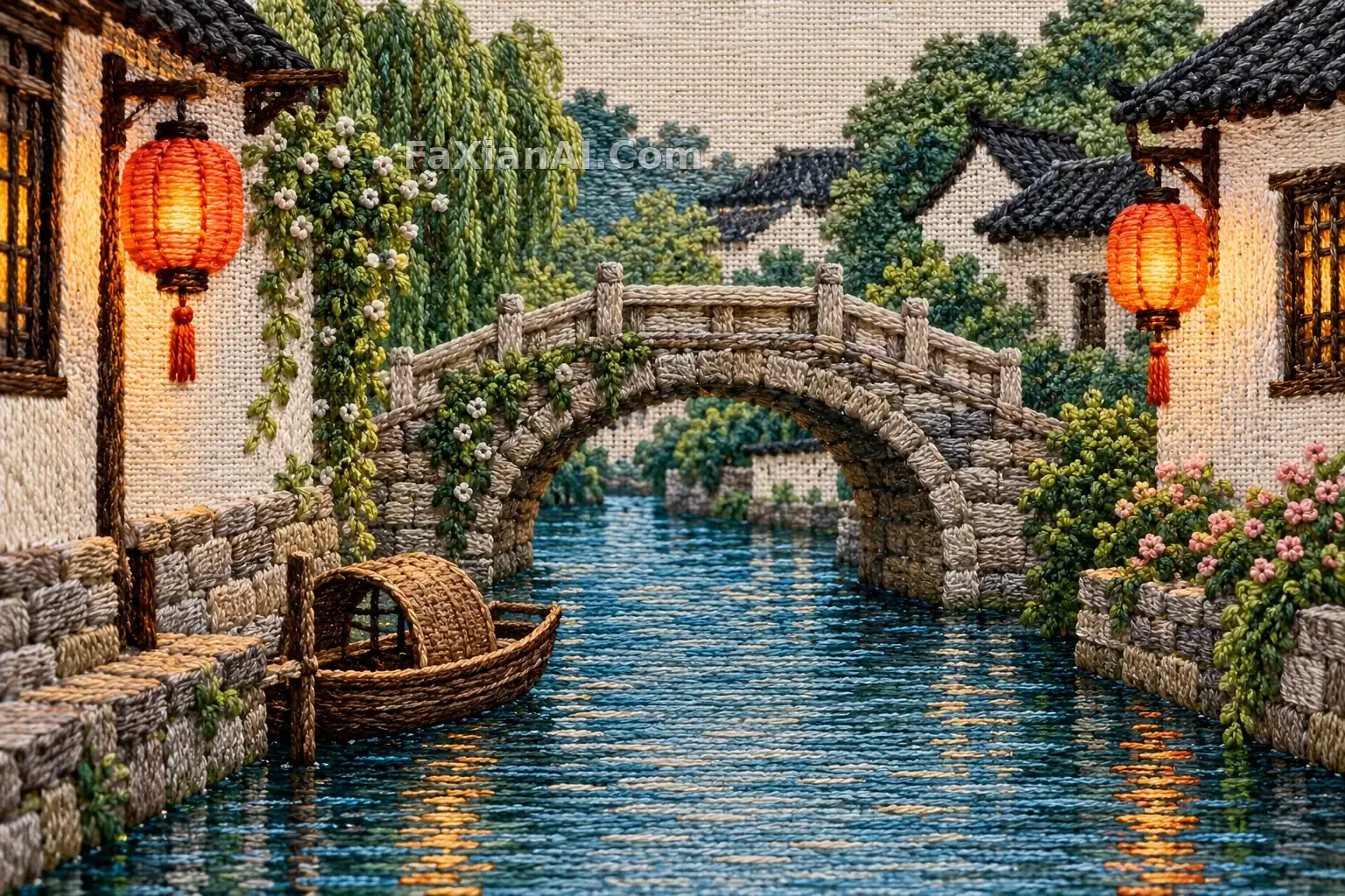 刺绣里的运河灯笼 · GPT Image 2.5 成图