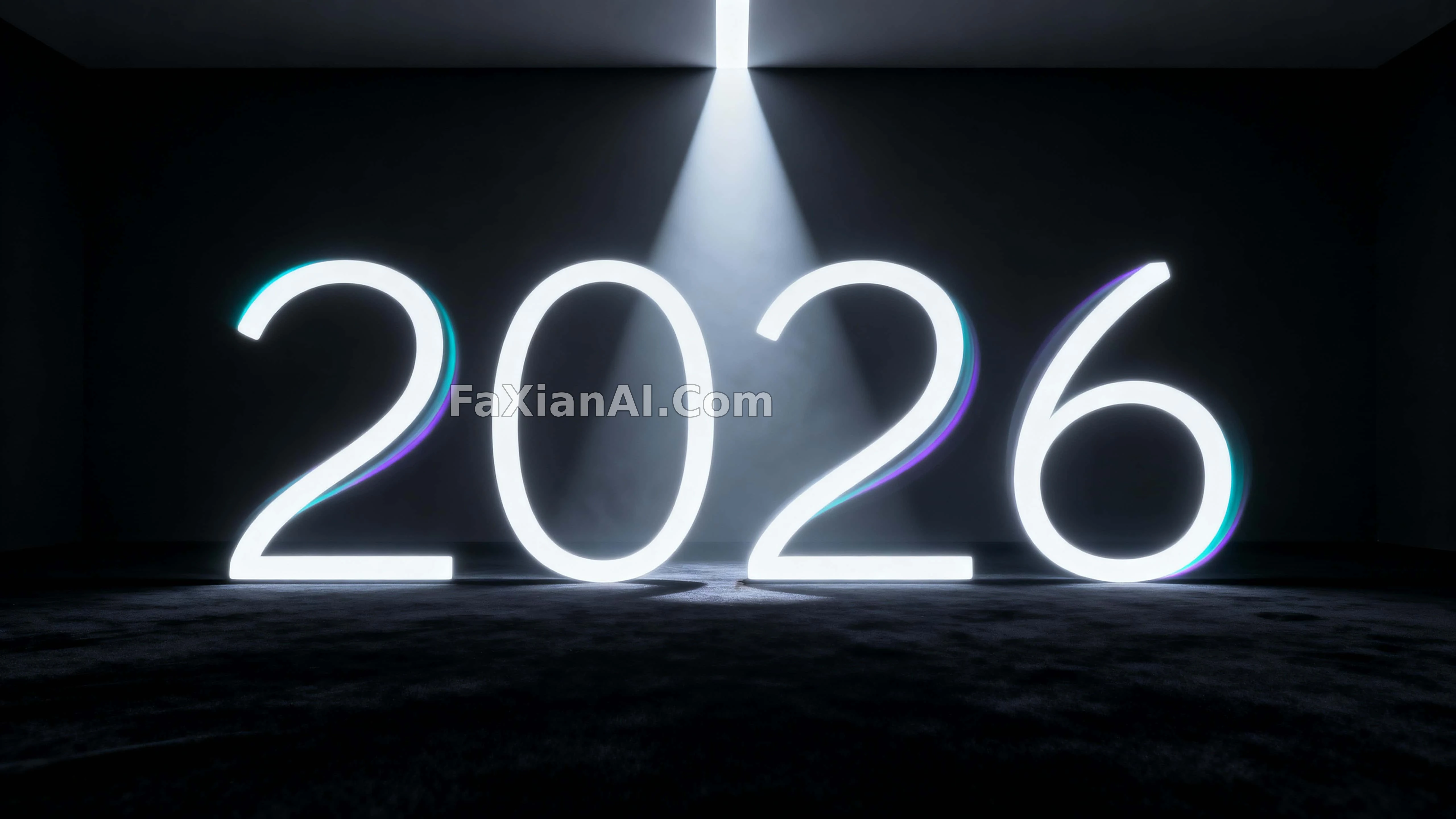 光束落地弯成数字2026 · GPT Image 1 成图