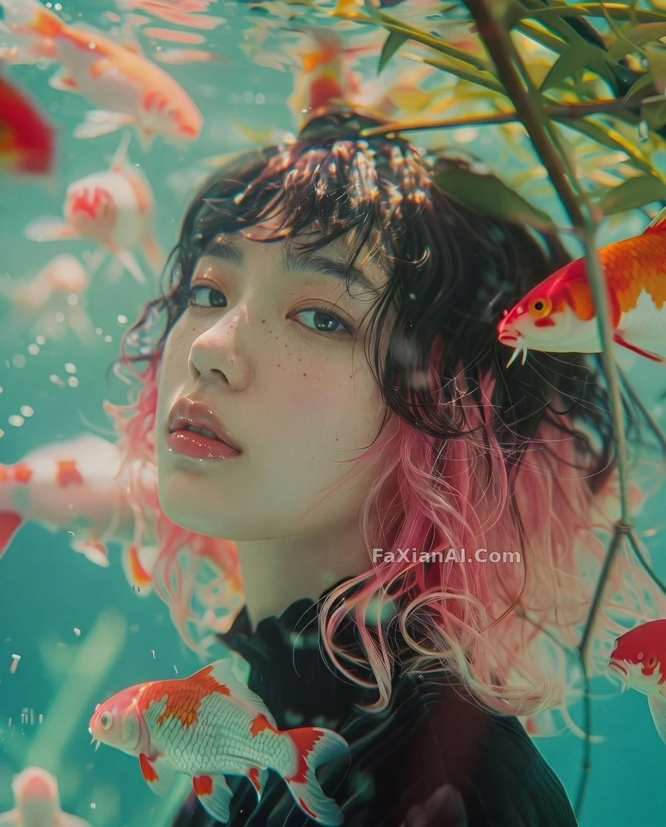 闺女说这鱼是从她梦里游出来的 · Midjourney 成图