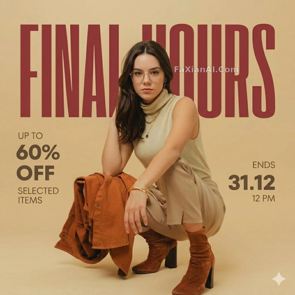 베이지 배경에 빨간 큰 글씨의 프로모션 포스터, FINAL HOURS