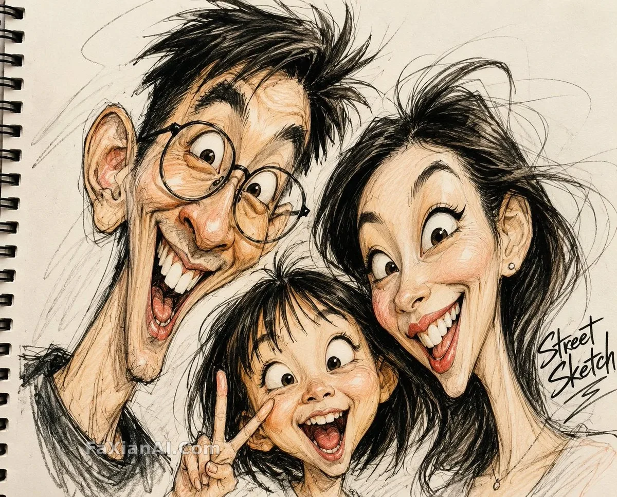 길거리 스케치 화풍, 만화 얼굴로 그려주기